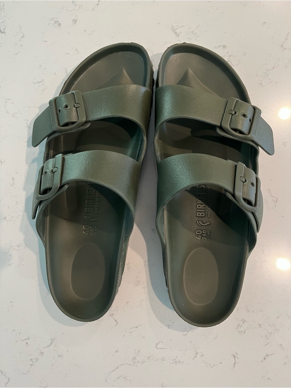 Birkenstock Unisex Olive Green EVA Arizona Two-Strap Sandals